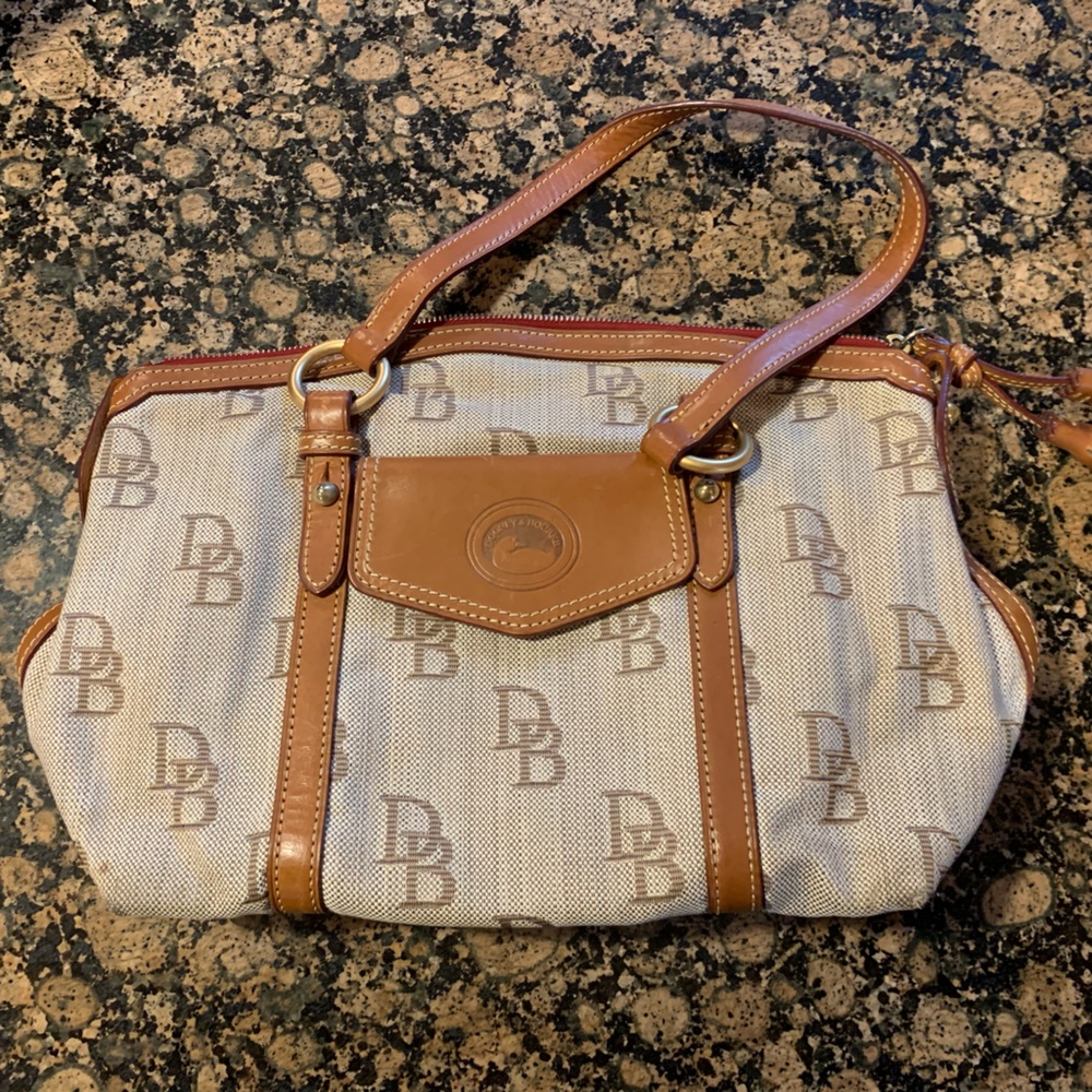 Downey and Bourke canvas bag with leather accents